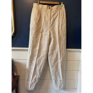 Vintage Harve Benard | 100% Linen Striped Pleated High Rise Pants | Size 14